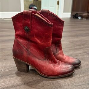 Frye Red Heeled Leather Boots